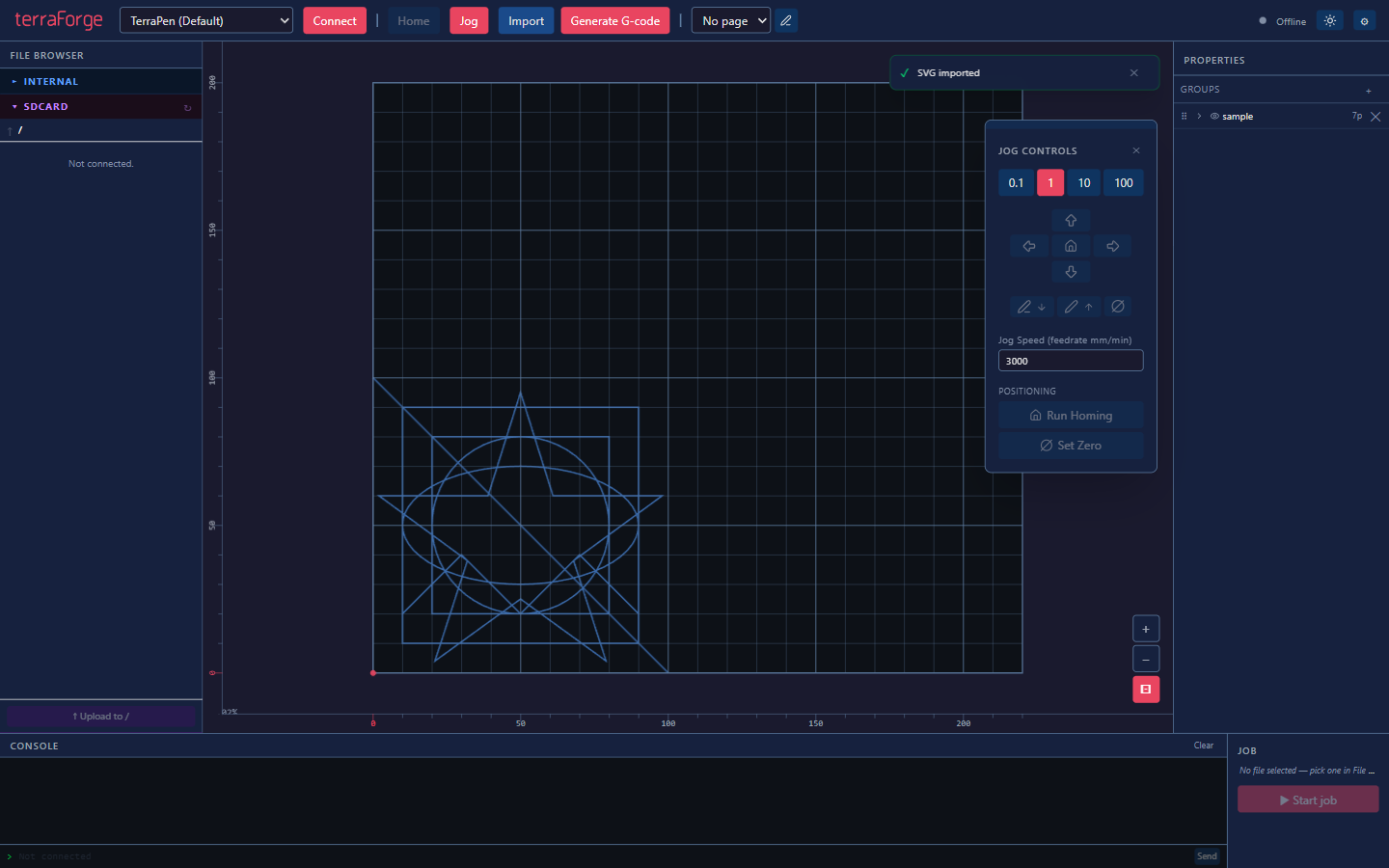 The terraForge canvas with artwork imported